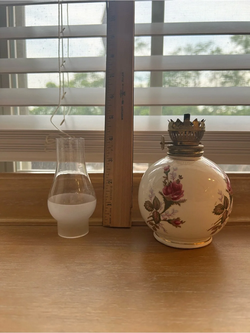 Vintage Chadwick Floral Ceramic Oil Lamp - Japan Circa - 1950-1960